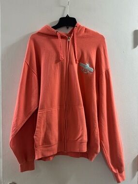 Outer Banks Adult Coral Zip-Up Hoodie with Airplane Logo